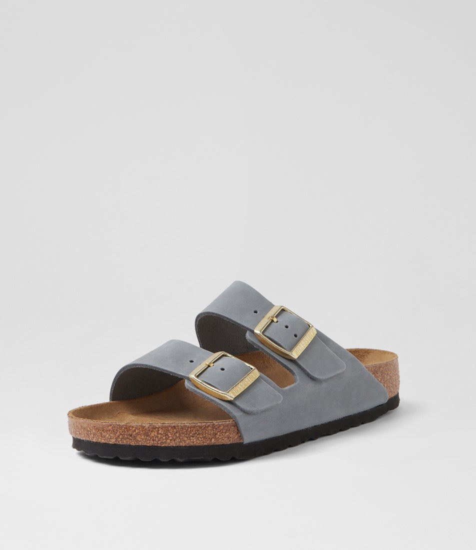 Arizona Basalt Grey Oiled Leather Slides