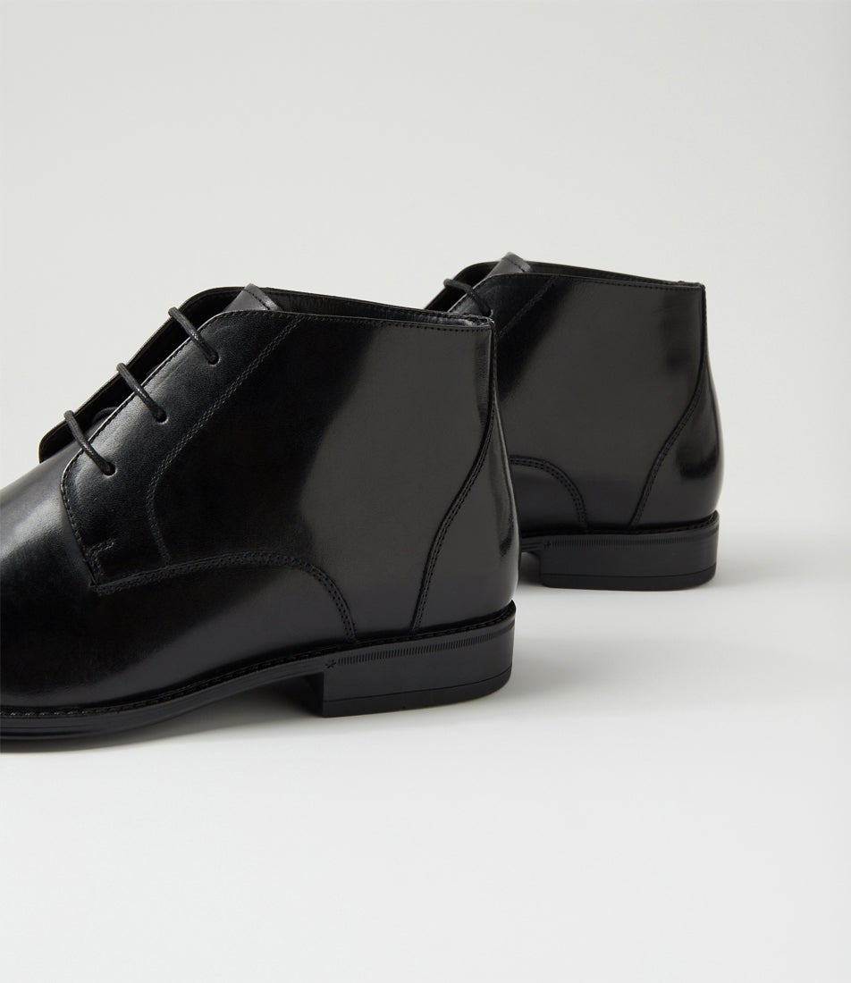 Invert Black Leather Lace Up Boots