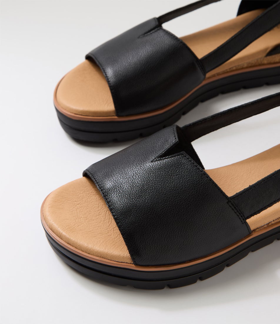 Ashiers Black Leather Sandals