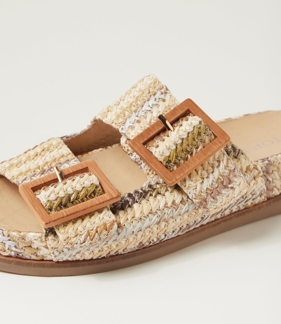 Ixey Natural Multi Fabric Slides