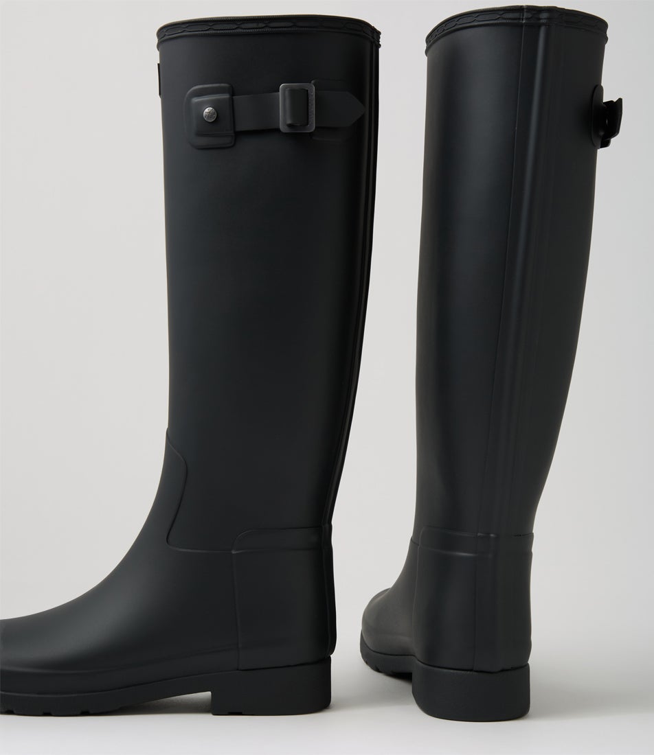 Refined Tall Black Matt Knee High Boots