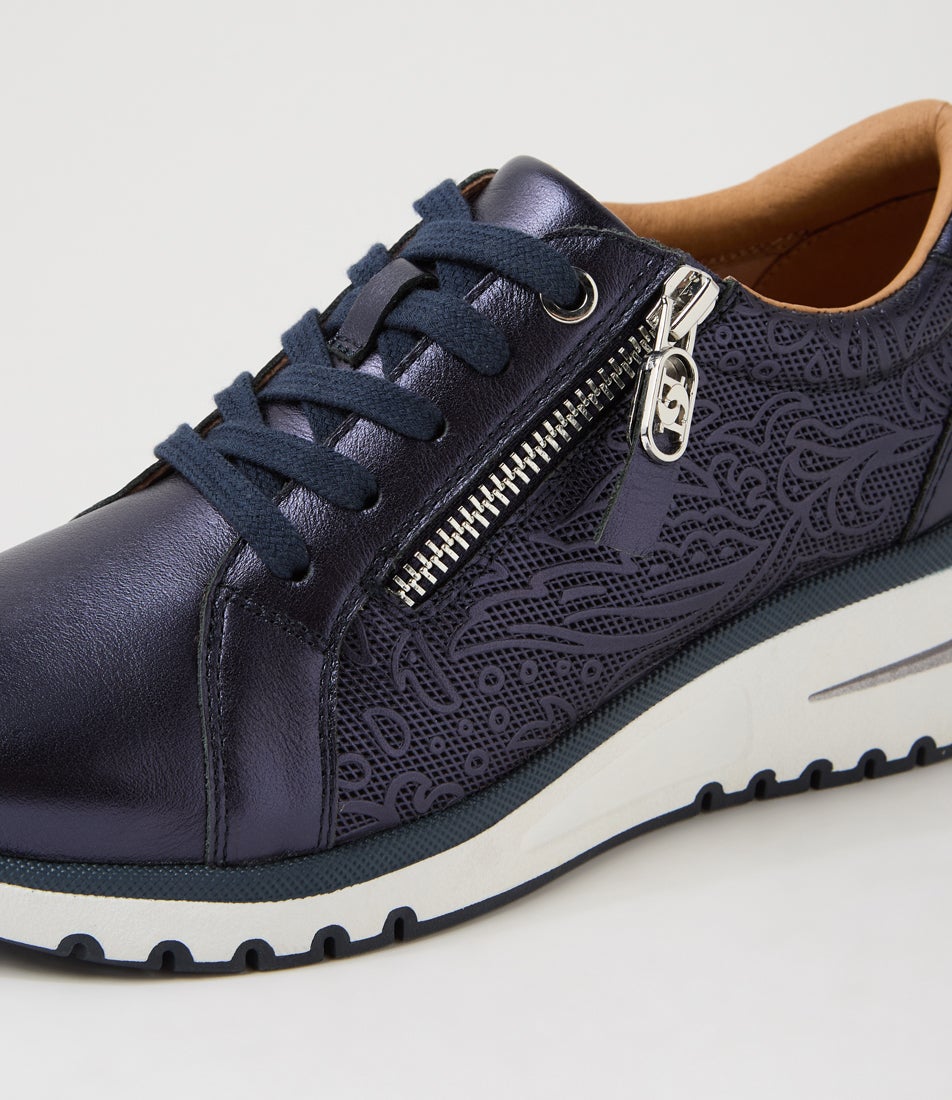 Lovin Navy Metallic Leather Sneakers