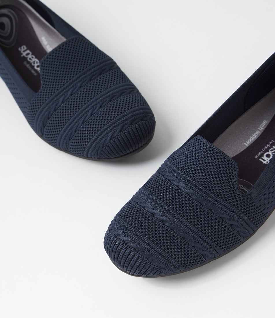 Silicie Navy Fabric Loafers Silicie Navy Fabric Loafers