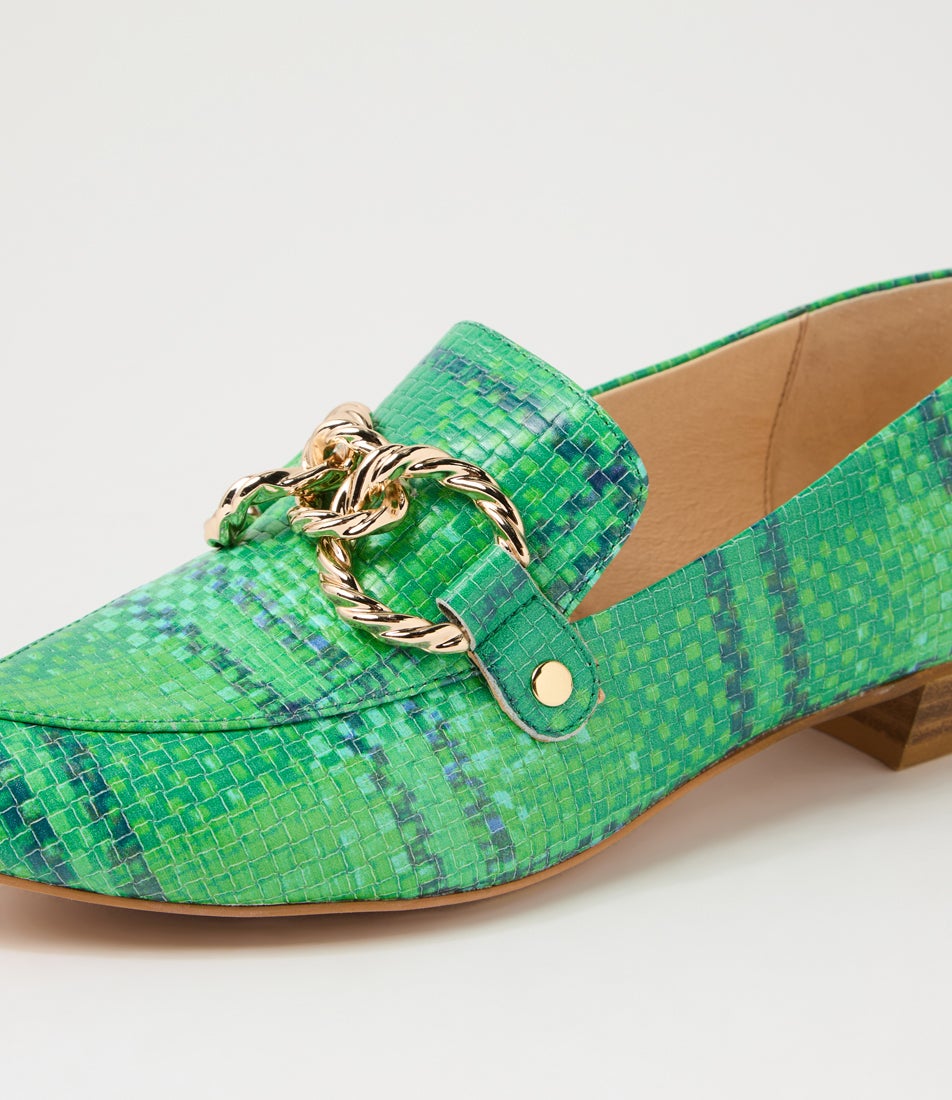 Esben Green Multi Leather Loafers