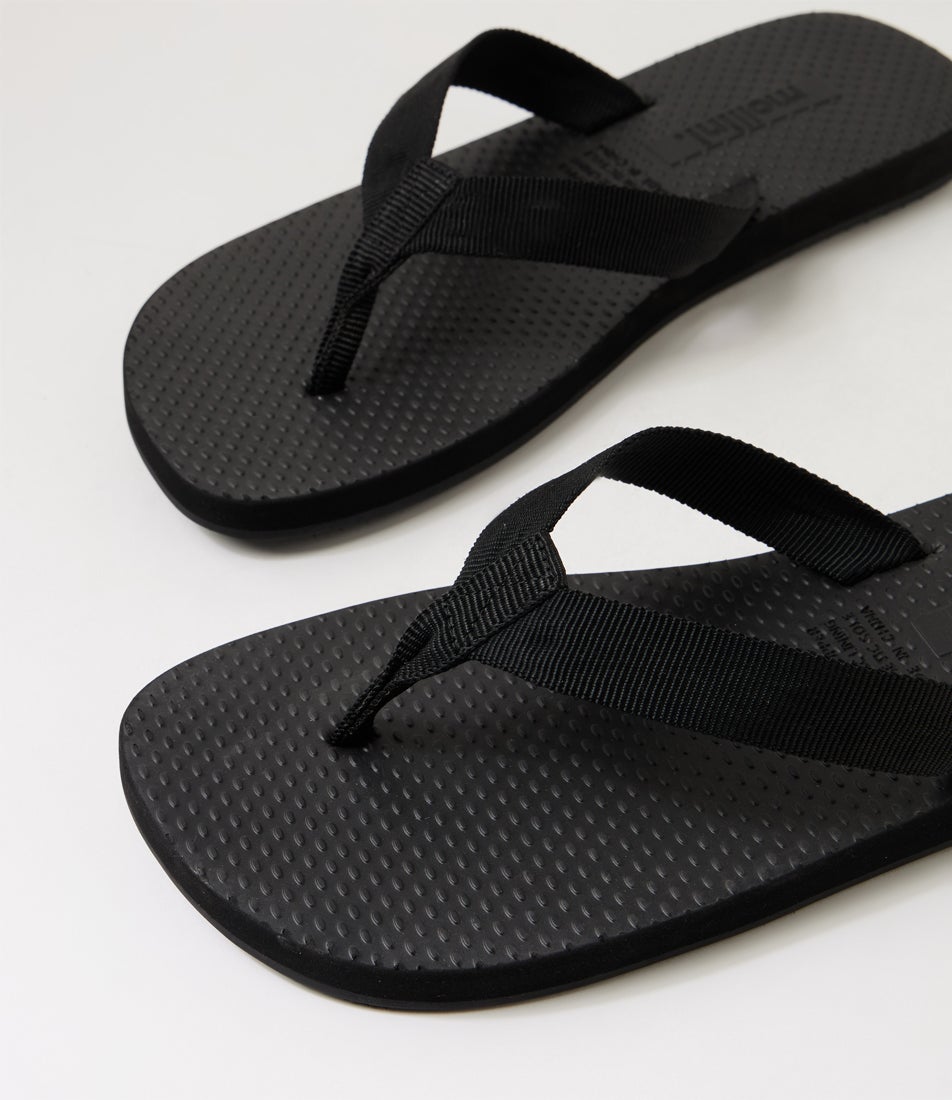 Ollee Black Fabric Thongs