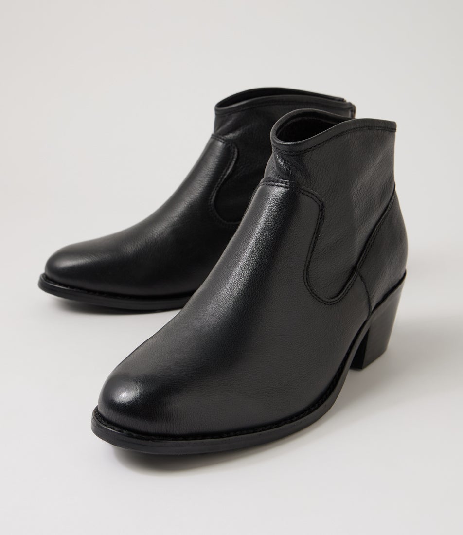Jealousy Black Leather Ankle Boots