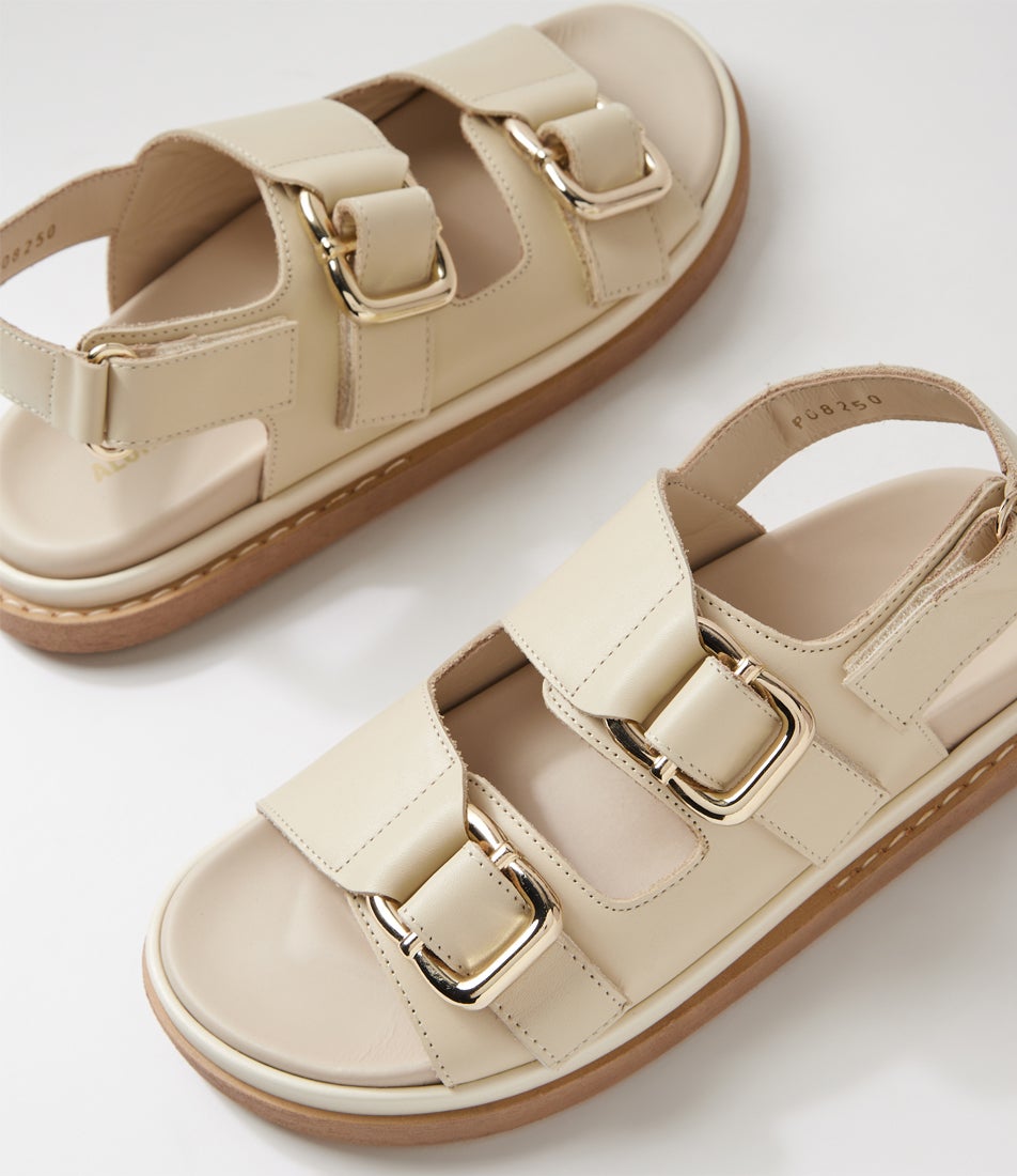 Harper Cream Leather Sandals