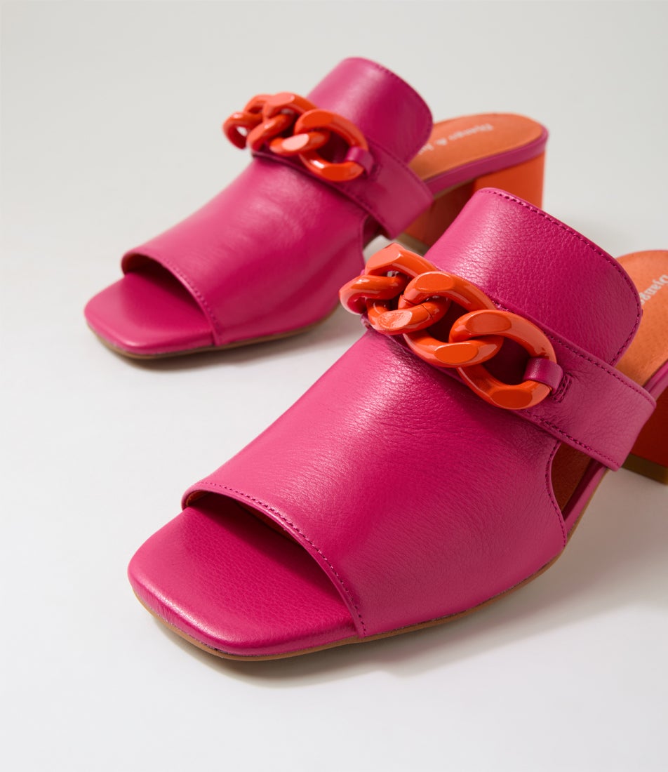 Fresley Fuchsia Orange Leather Sandals