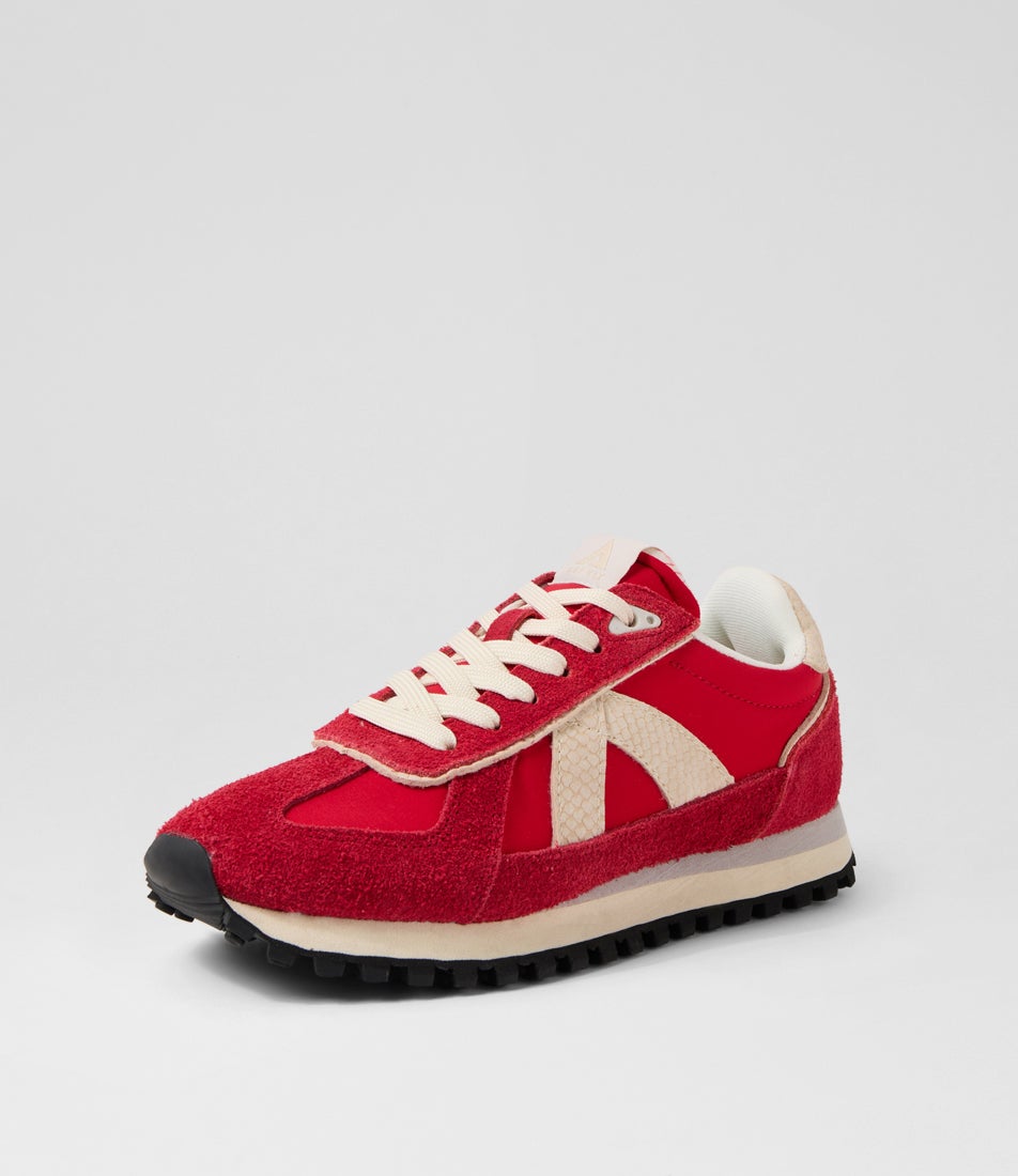Gate Red Grey Snake Gold Suede Nylon Sneakers
