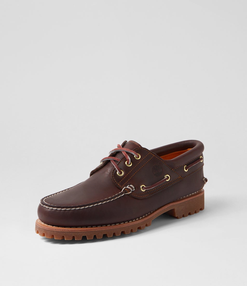 Authentics 3 Eye Classic S Brown Leather Boat Shoes