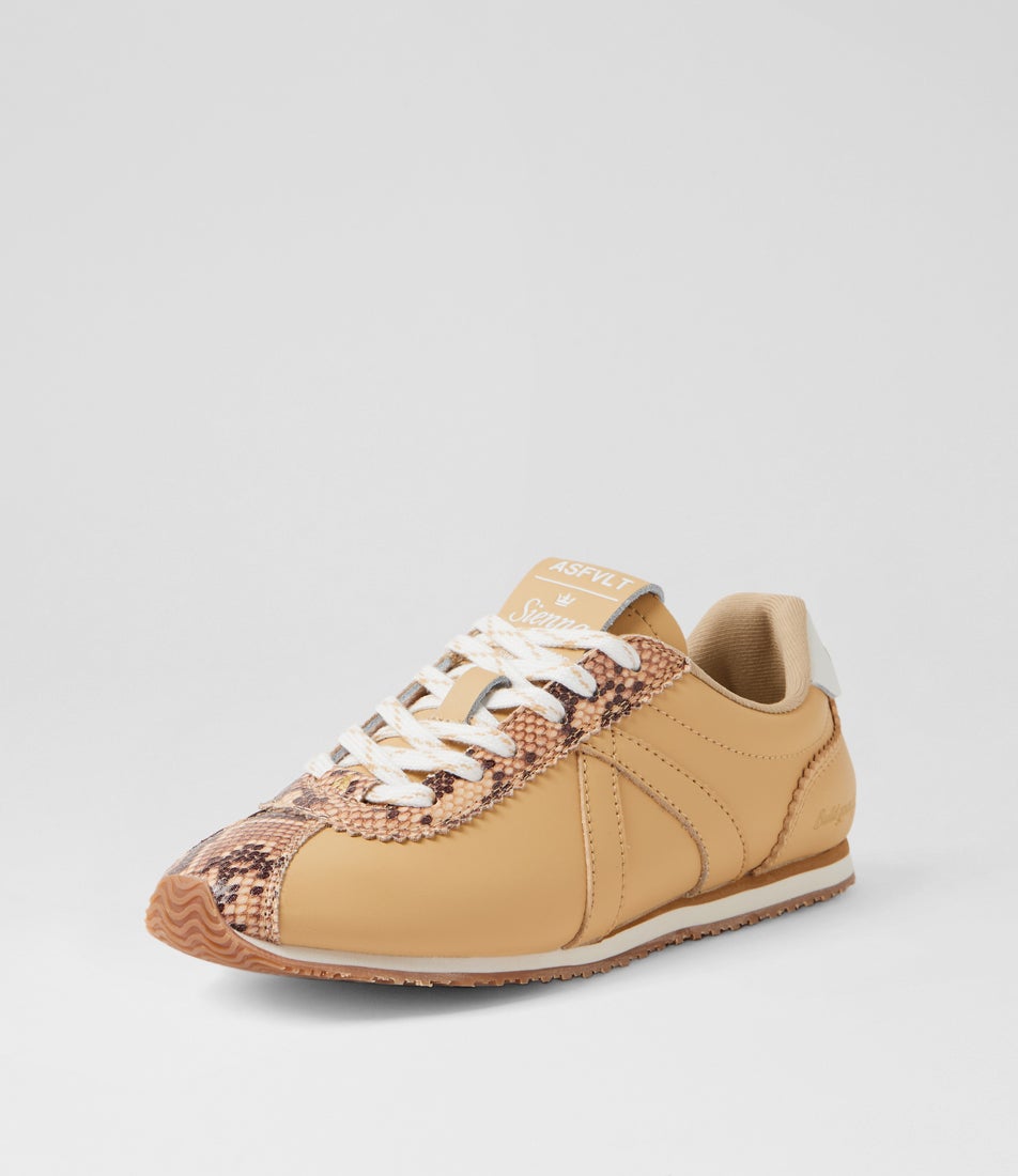 Sienna Worn Sand Snake Leather Sneakers