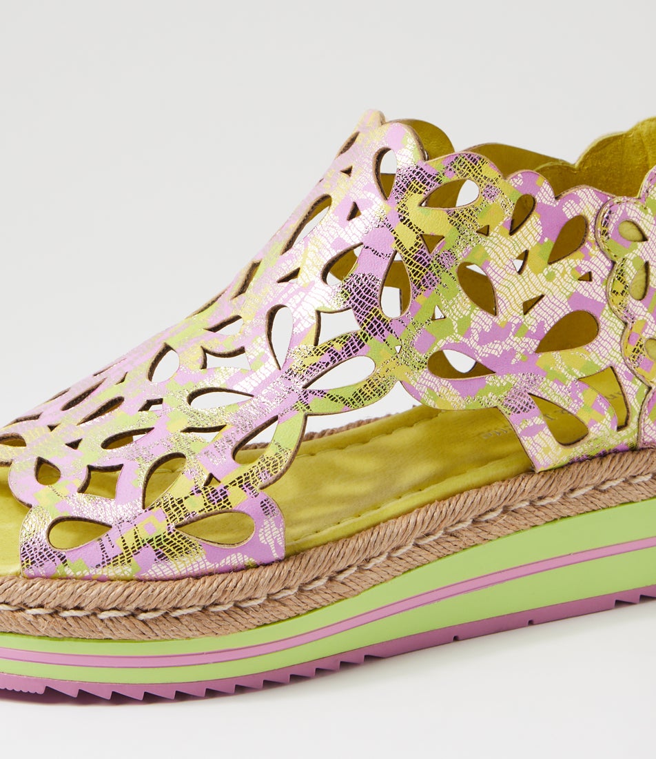 Adely Lime Pink Multi Leather Sandals