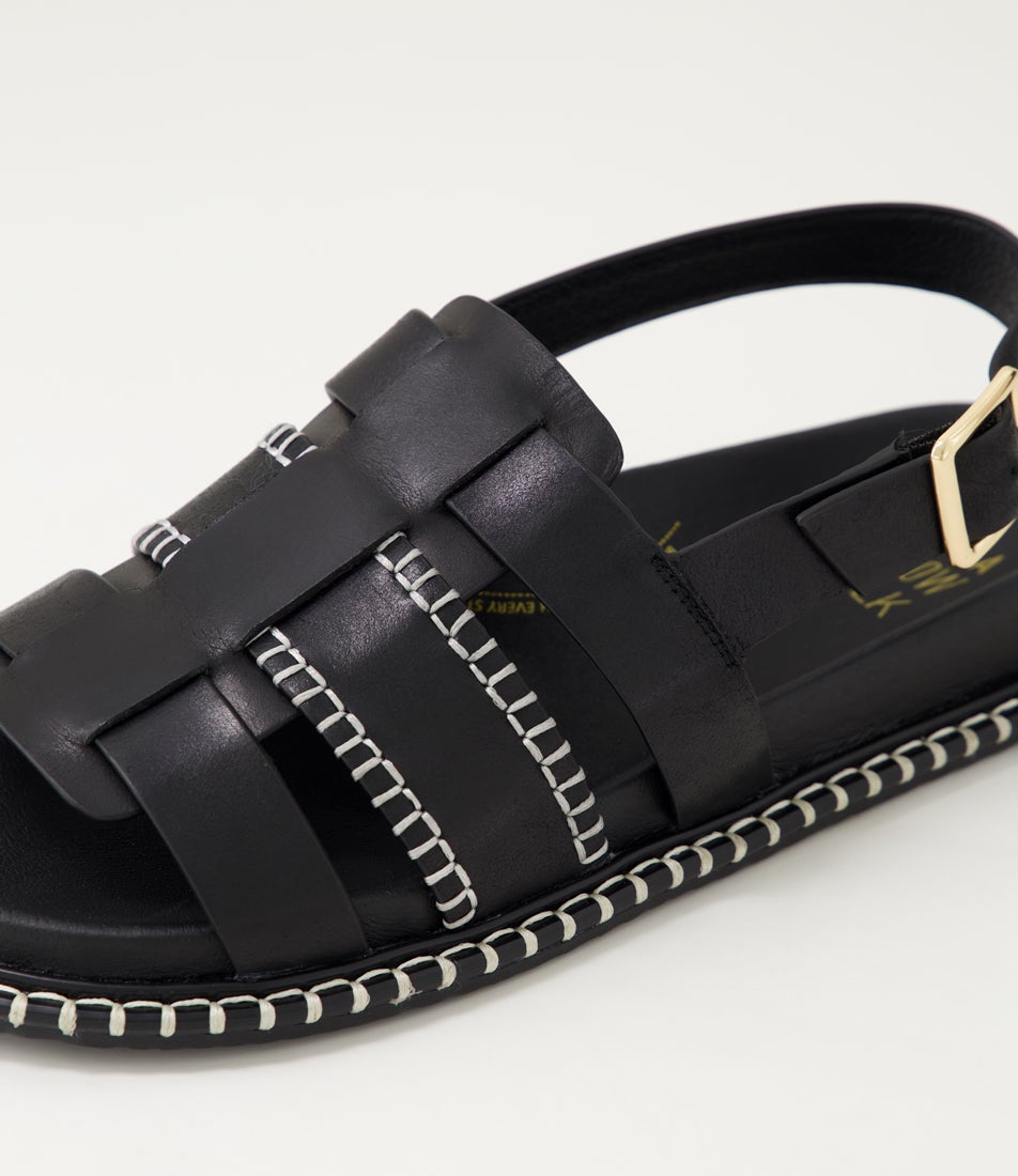 Ihoppe W Black Leather Sandals