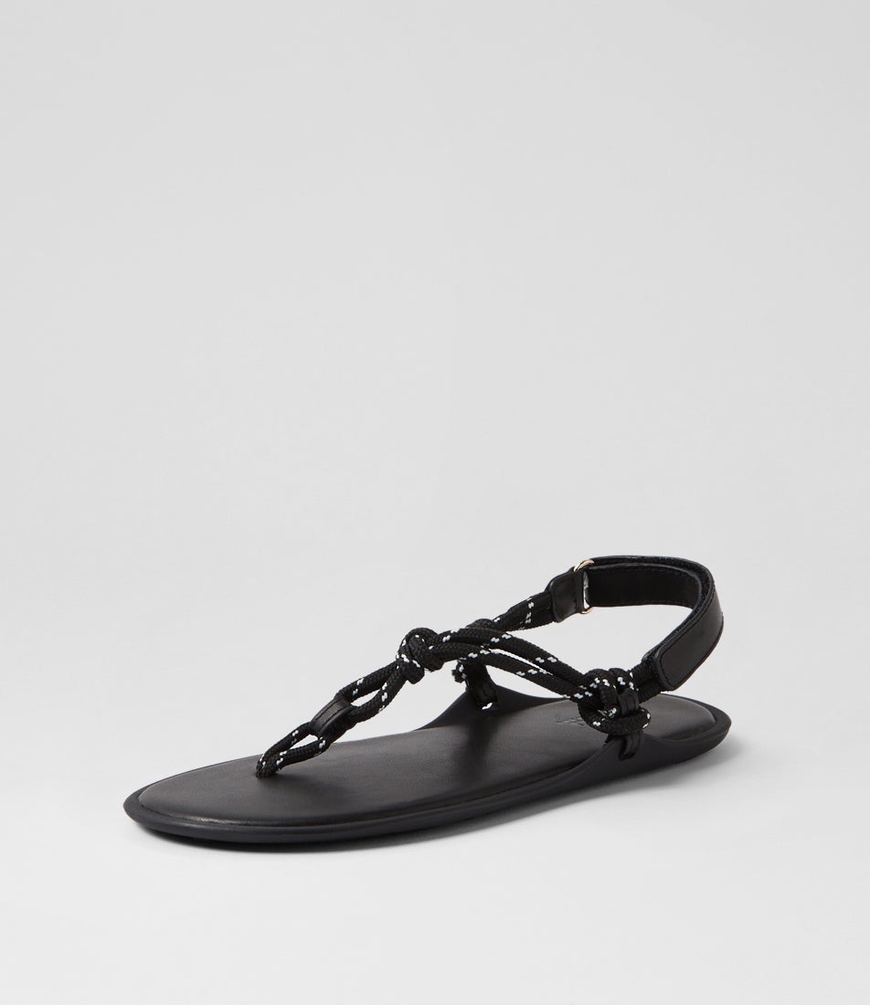 Ellemere Black Rope Leather Thongs