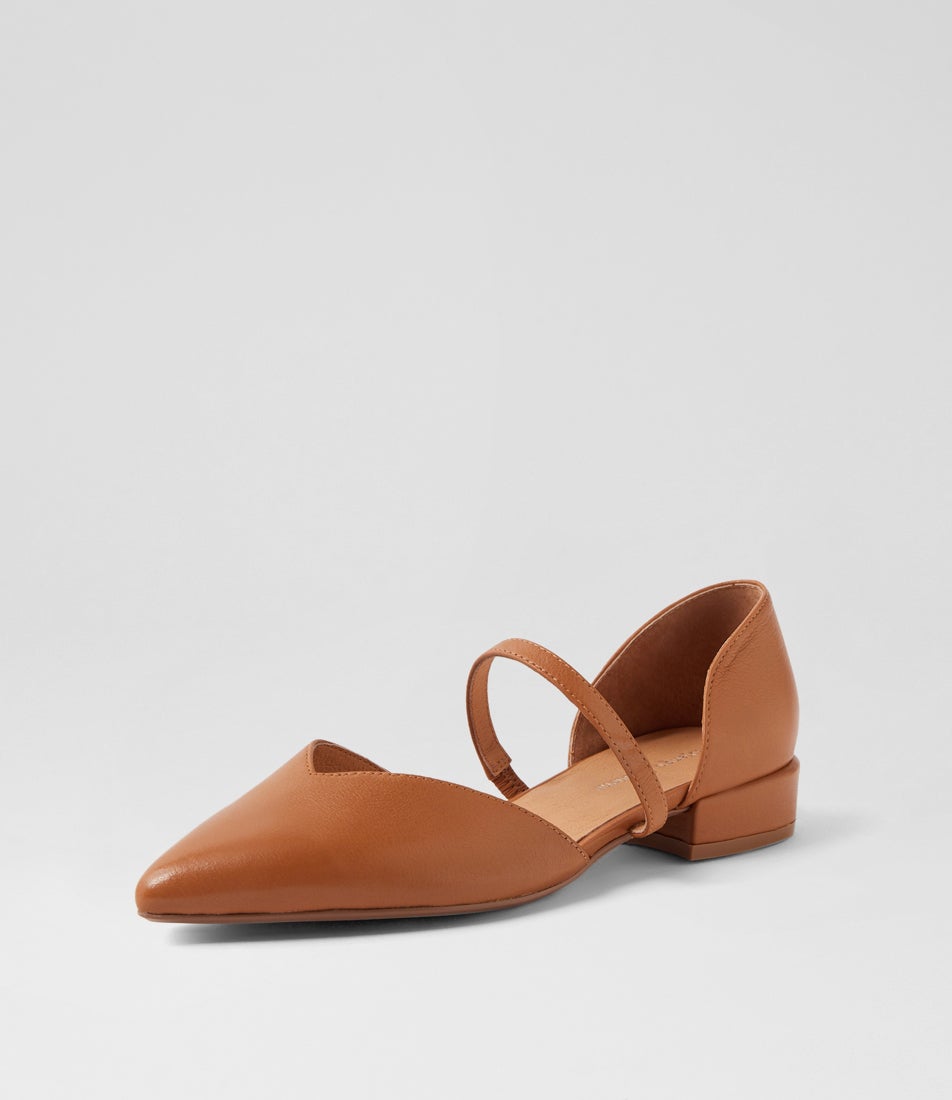 Editta Dark Tan Leather Flat Shoes