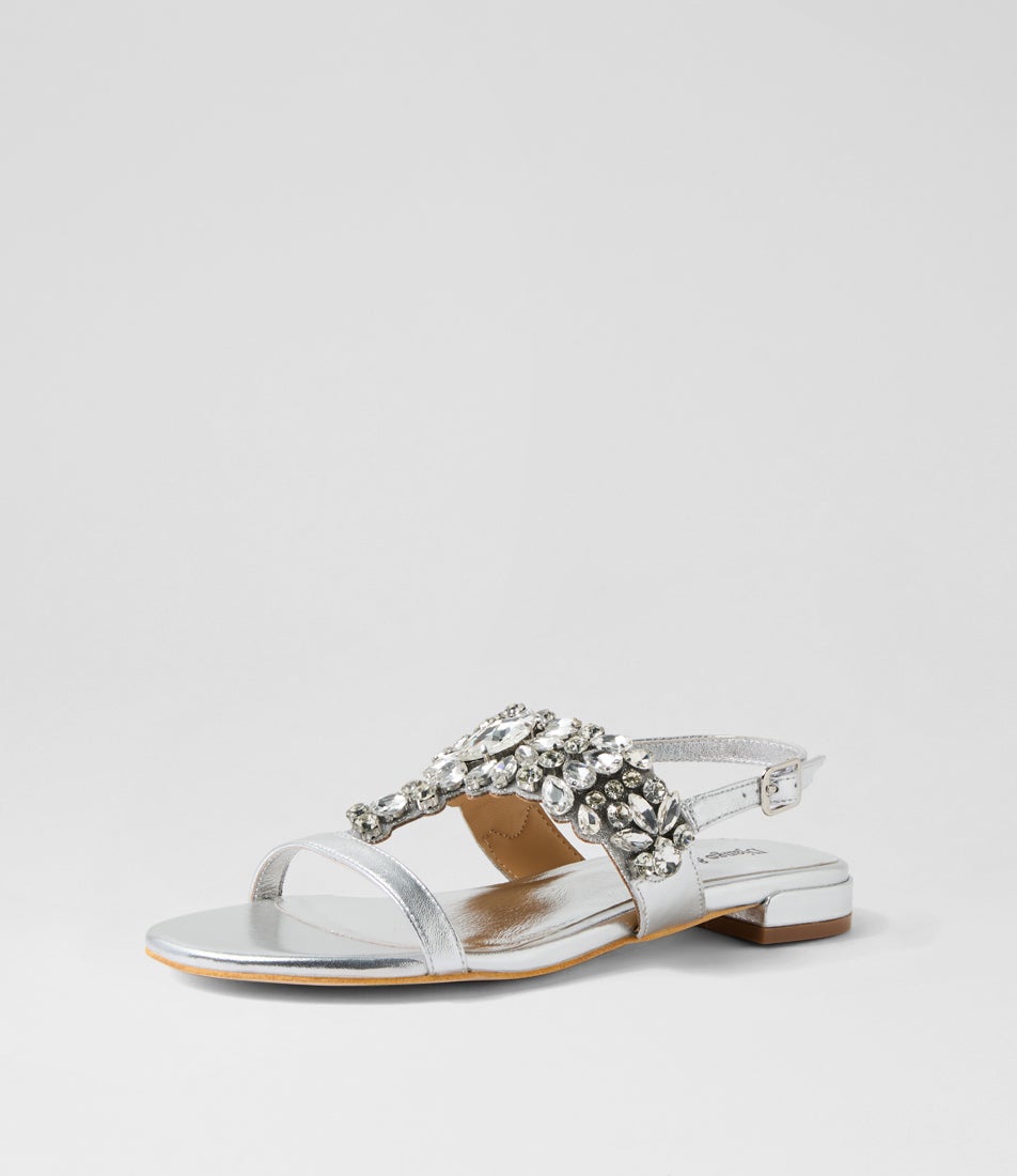 Lacoya Silver Leather Sandals