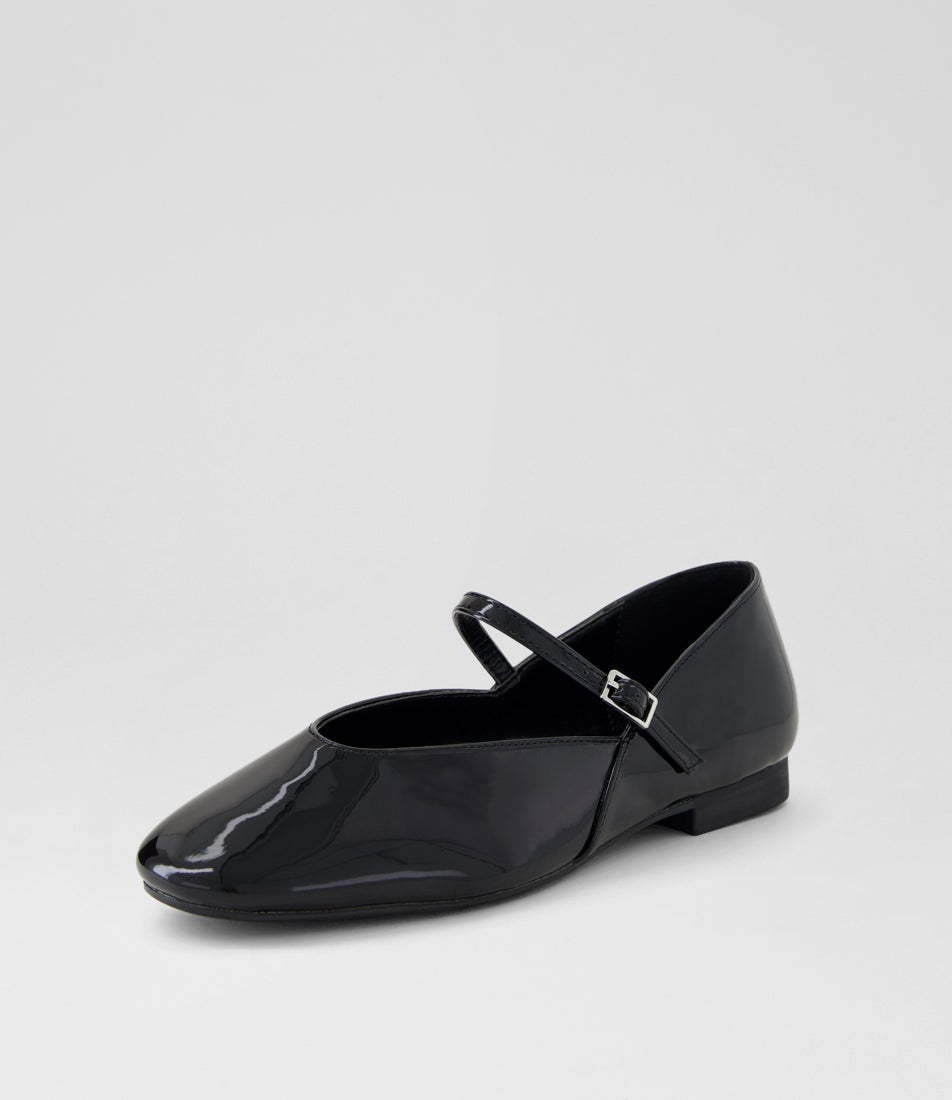 Djani Black Patent Pu Flat Shoes