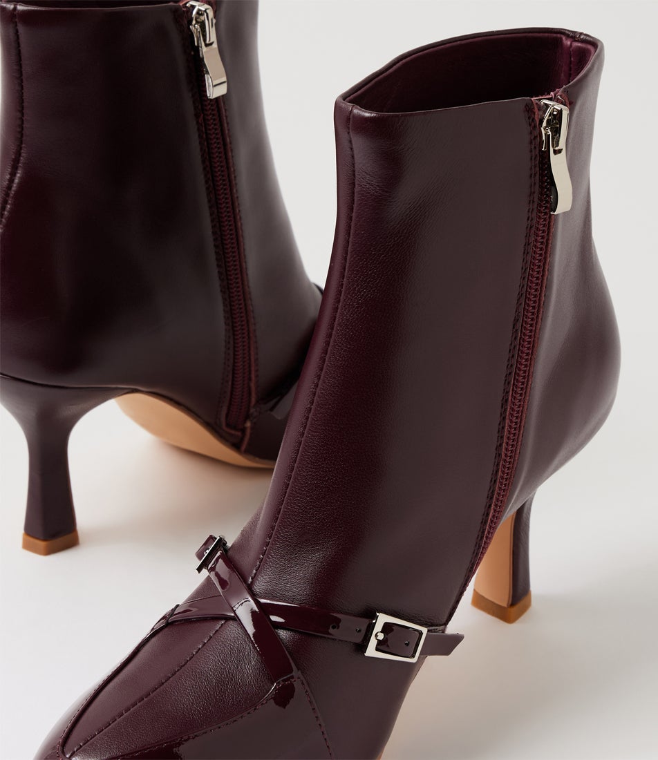 Lasmin Burgundy Patent Leather Ankle Boots