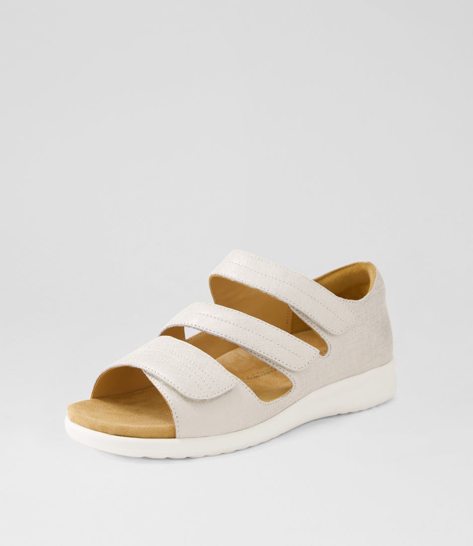 Bardot Xw Ivory Gold Print Leather Sandals