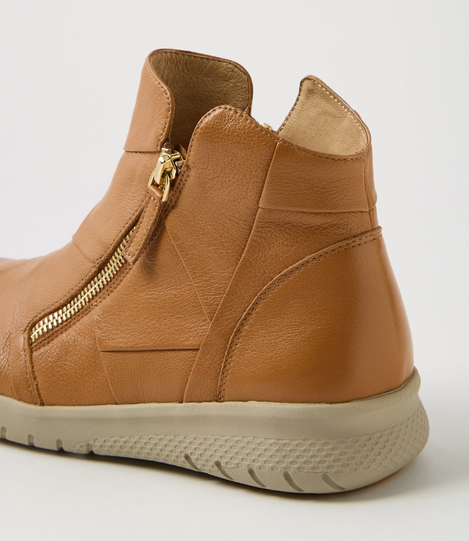 Sisley Xf Dark Tan Leather Ankle Boots