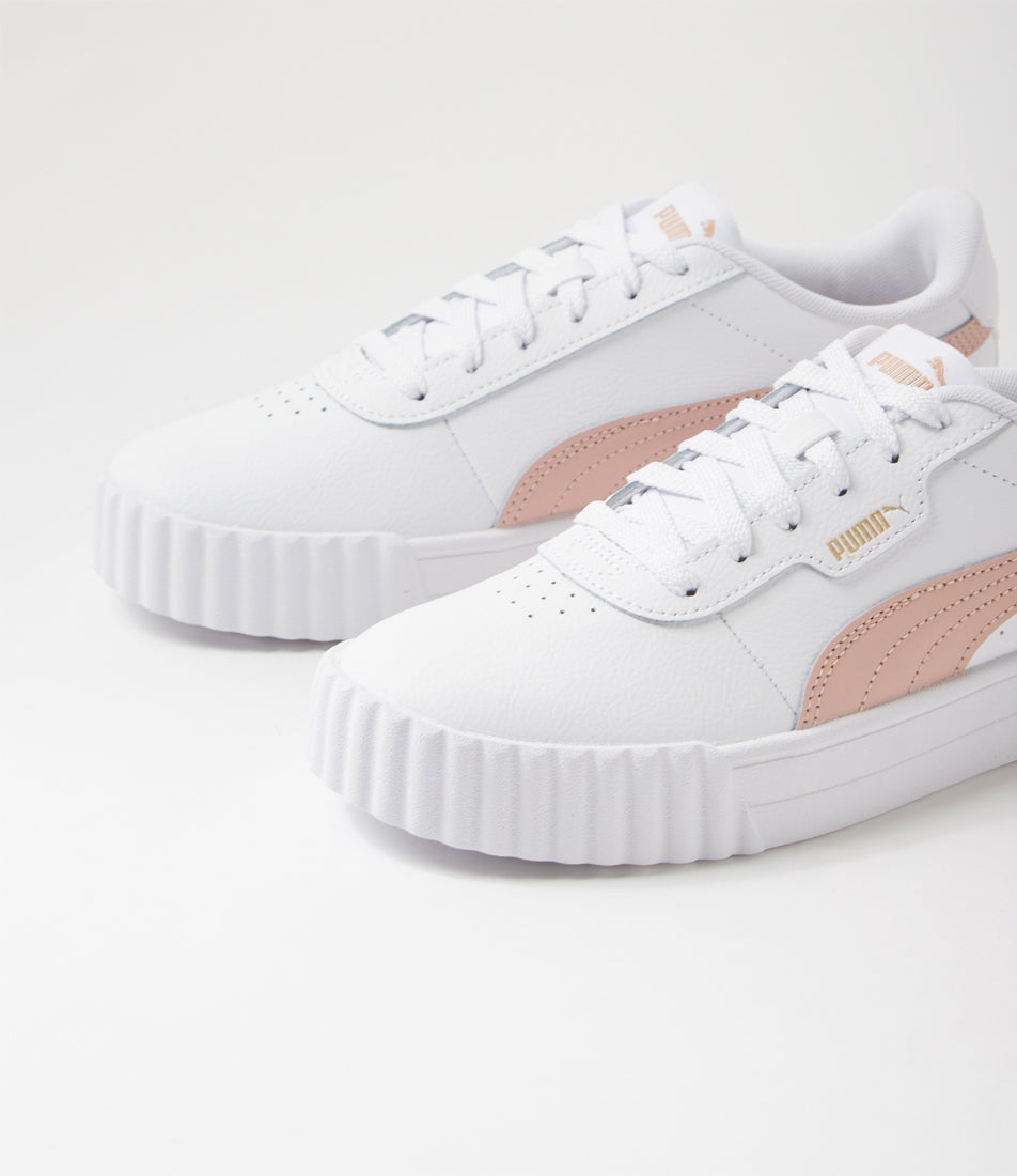 Carina 3 W White Rose Quartz Gold Leather Sneakers