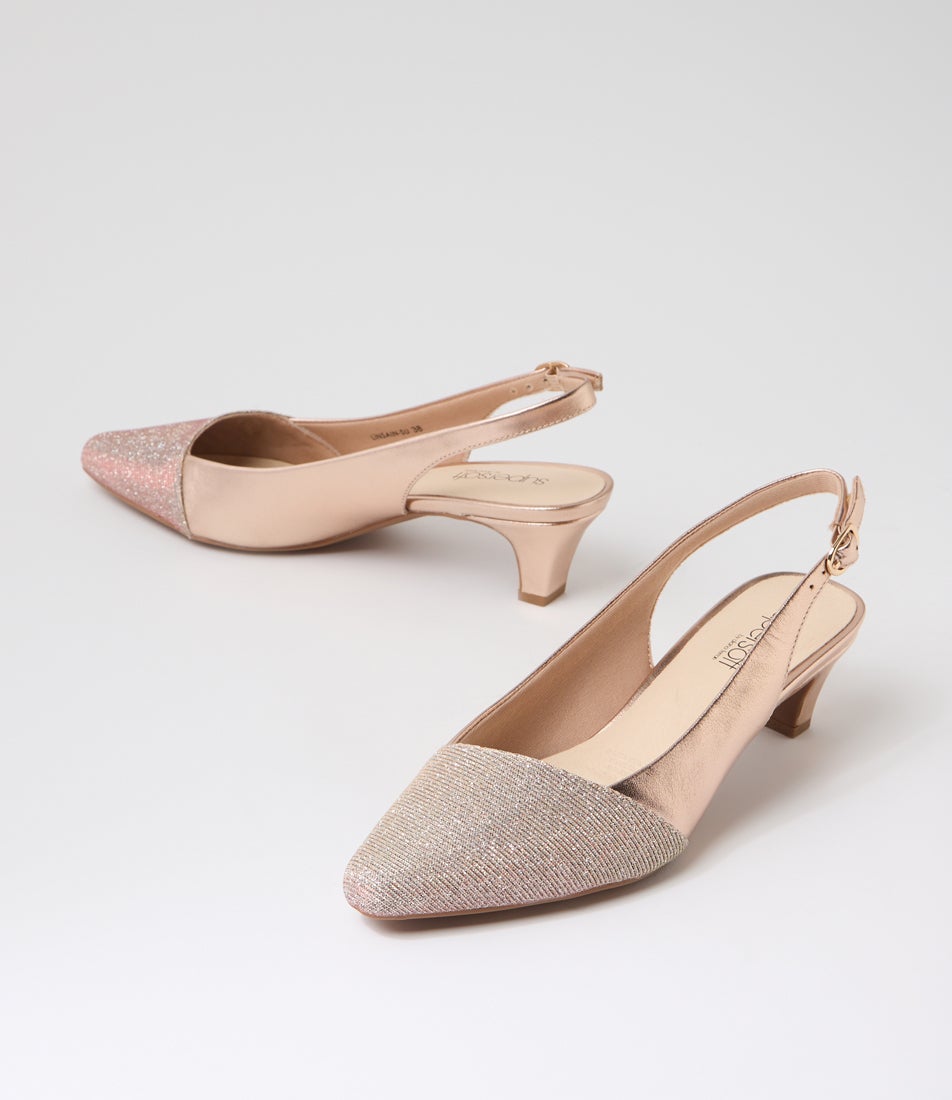 Linsain Champagne Sparkle Fabric Leather Heels Linsain Champagne Sparkle Fabric Leather Heels