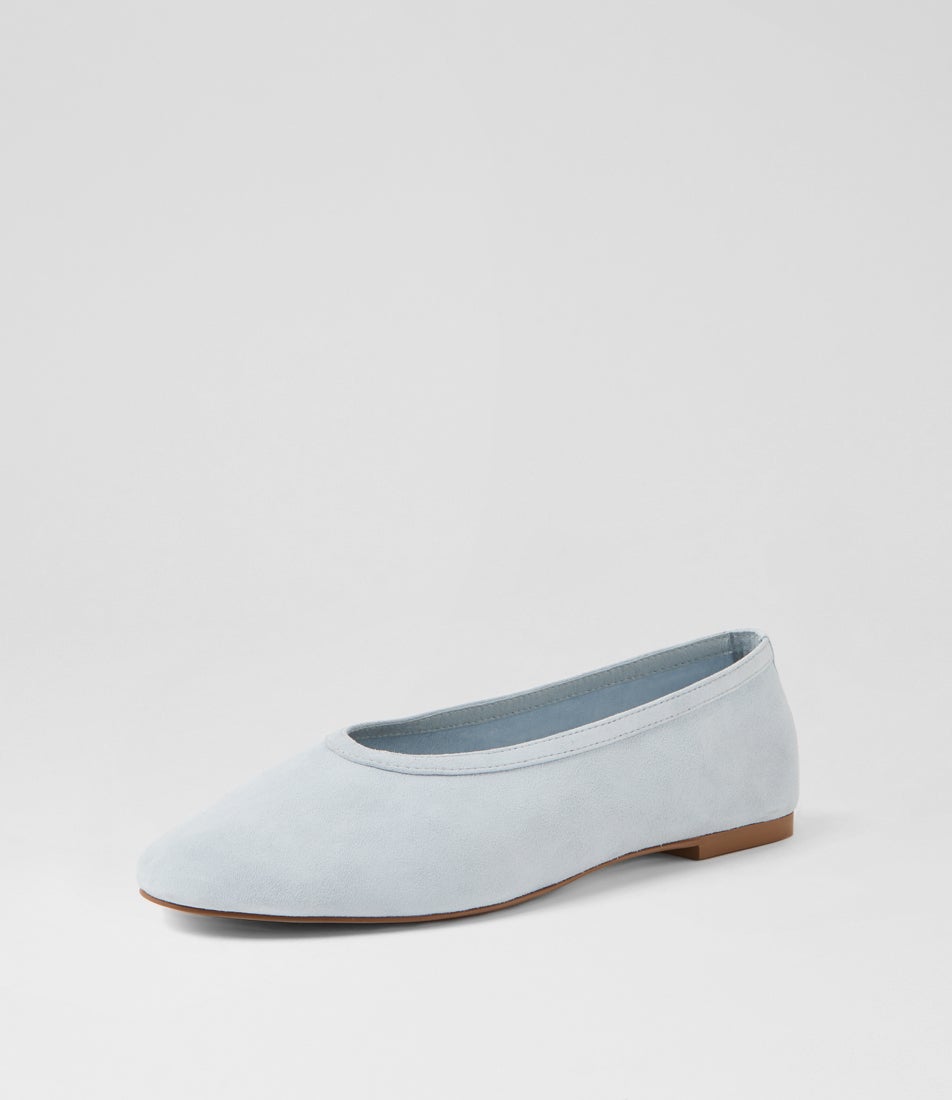Lenita Pale Blue Suede Flat Shoes