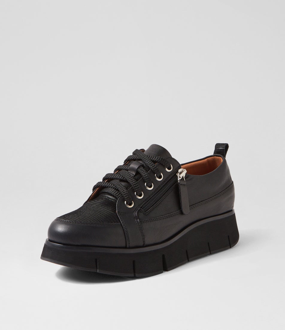 Bindi Black Lizard Leather Sneakers