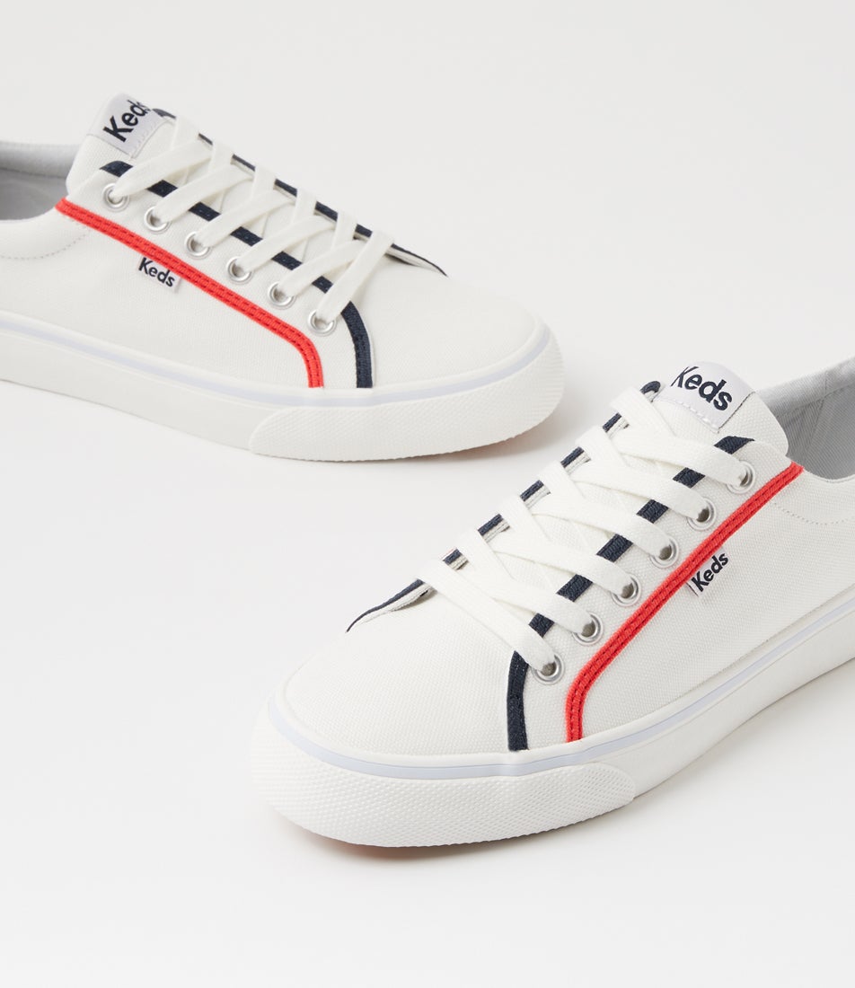 Jump Kick Canvas White Red Sneakers