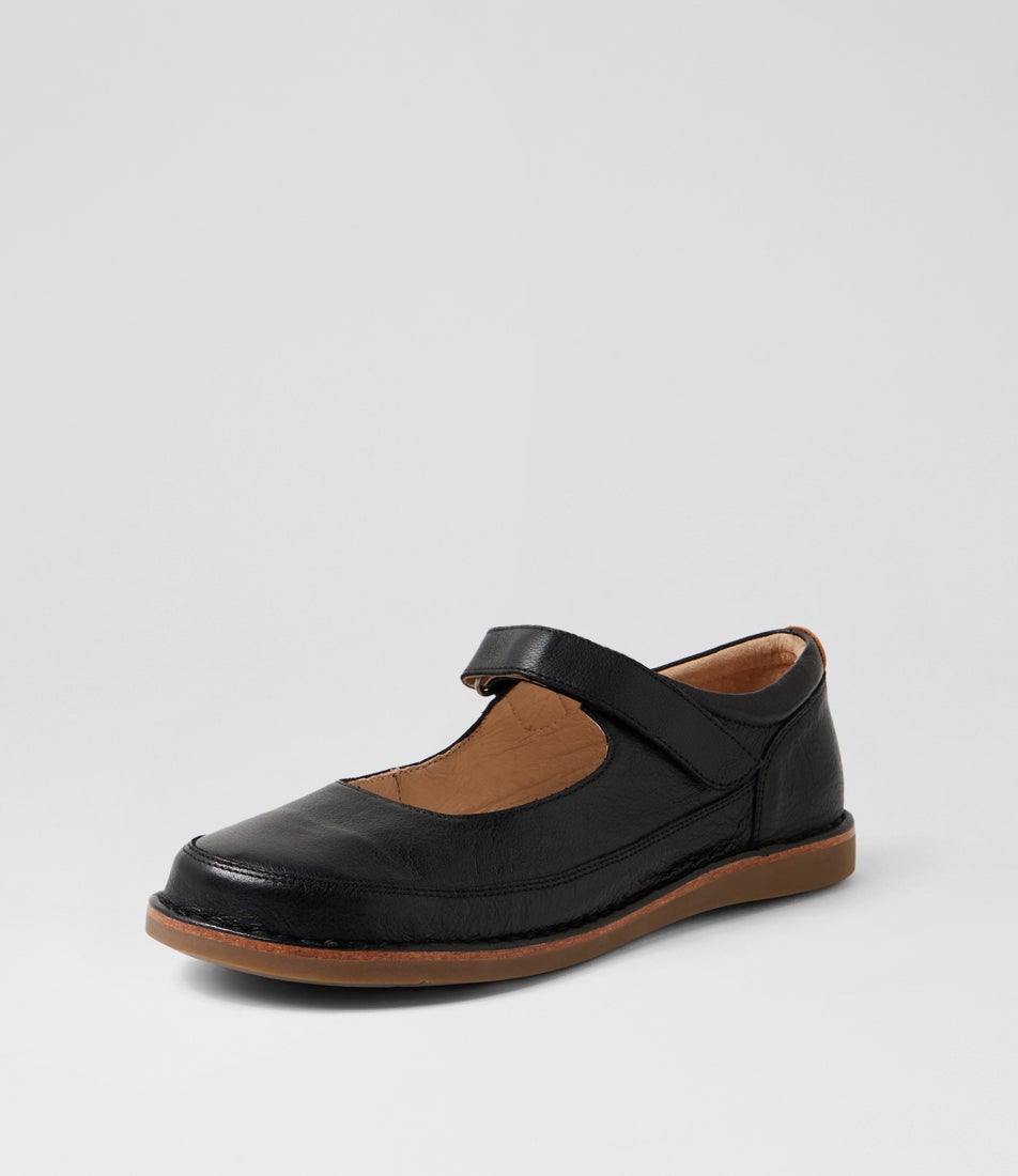 Odessa Black Leather Mary Janes