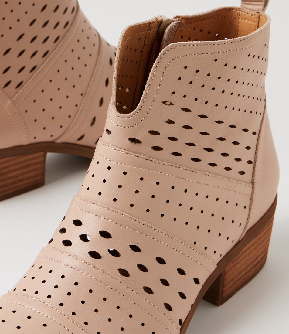 Zally Cappuccino Leather Ankle Boots