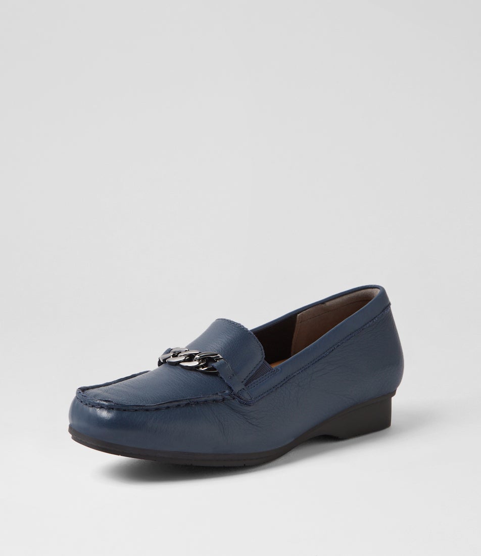 Fenders Xf Navy Leather Loafers