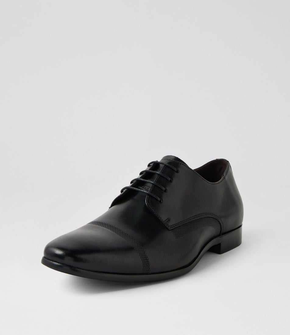 Juke Black Leather Lace Up Flats