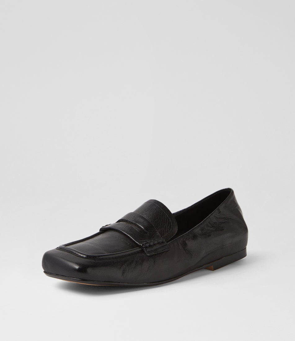 Alyona Black Polish Leather Loafers