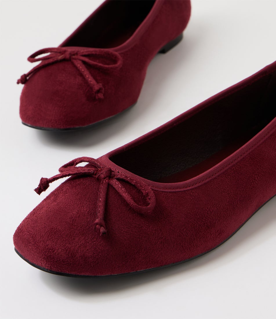 Eugenie Berry Red Microsuede Ballet Flats