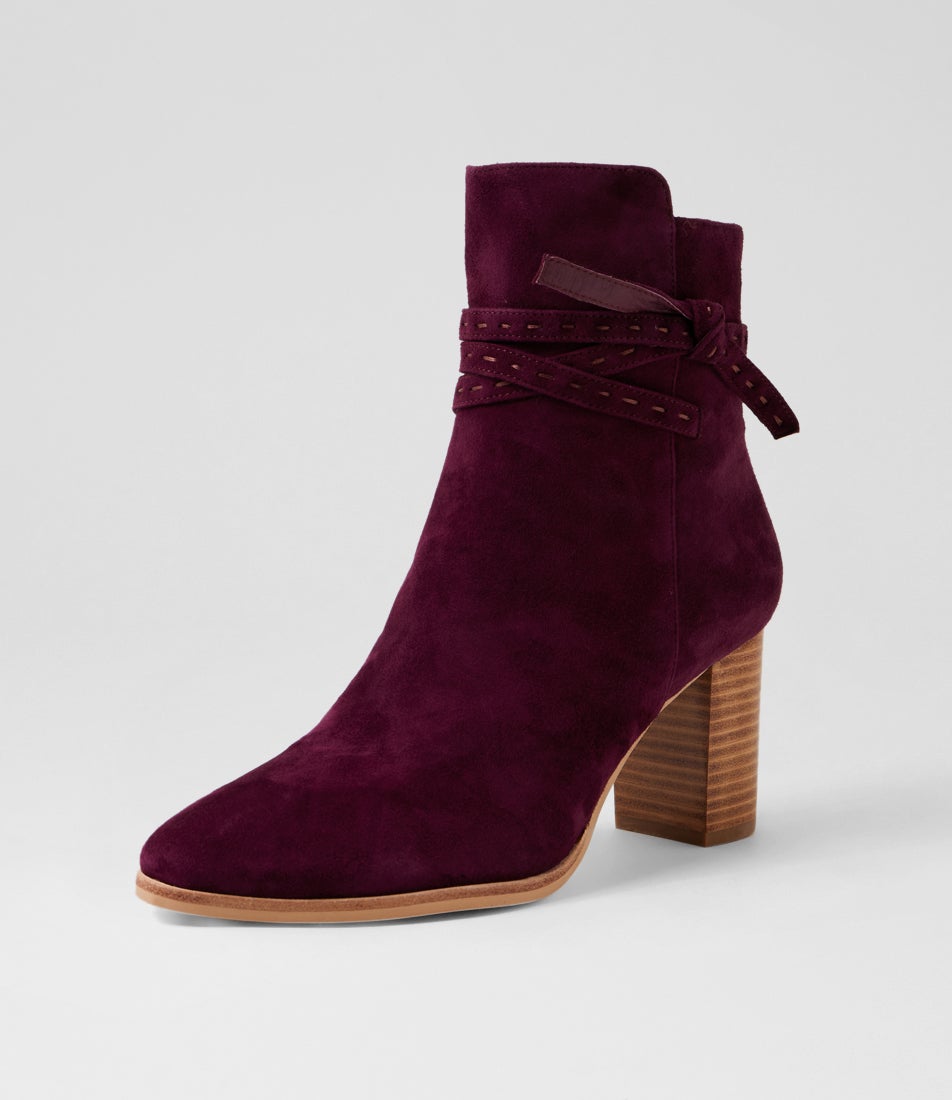 Adaire Burgundy Suede Ankle Boots