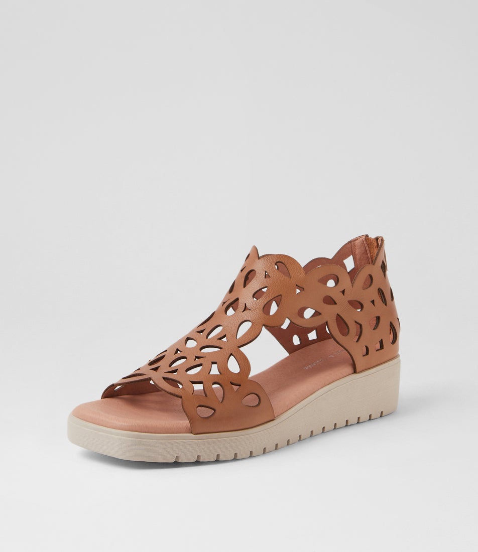 Jelodys Dark Tan Almond Leather Sandals