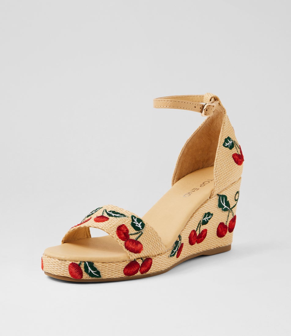 Gerrier Natural Cherries Synthetic Raffia Sandals