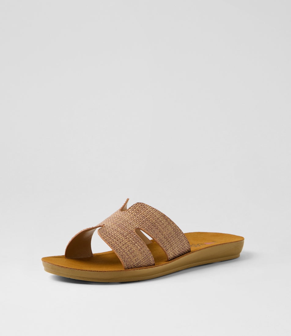 Glori Coffee Synthetic Raffia Slides