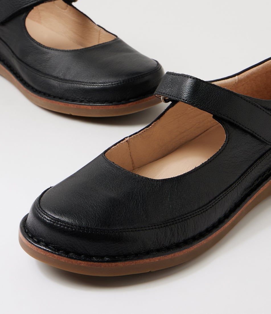 Odessa Black Leather Mary Janes
