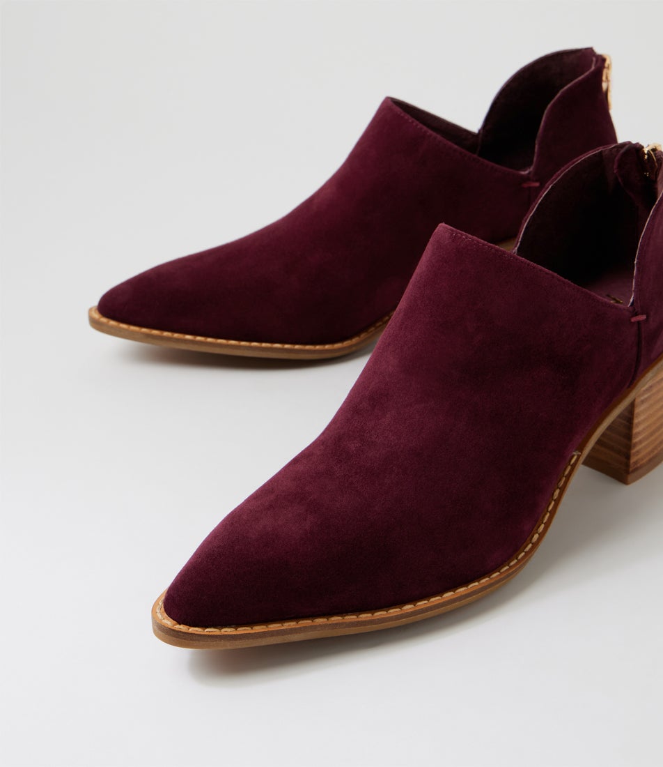 Fuego Burgundy Suede Ankle Boots