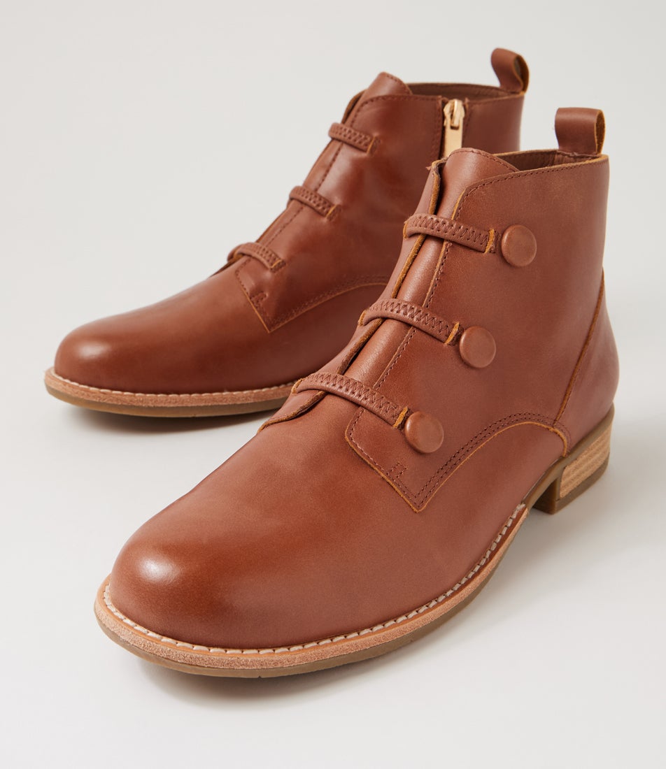 Chillsy New Cognac Leather Ankle Boots