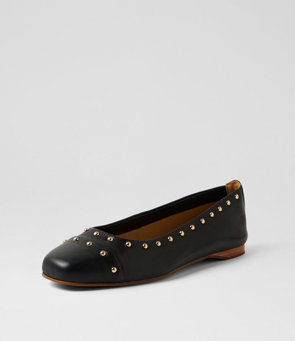 Klio Black Leather Ballet Flats