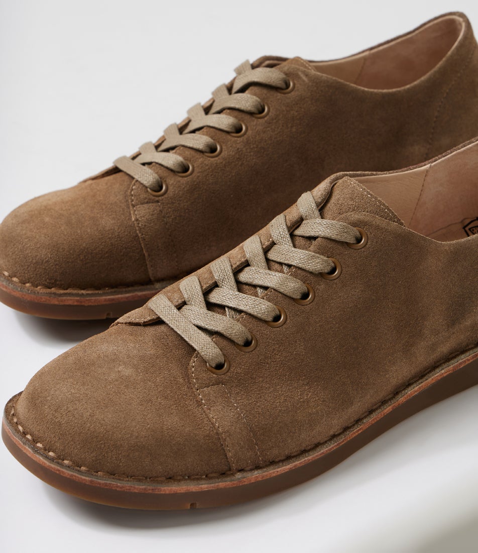 Odelle Taupe Leather Lace Up Flats