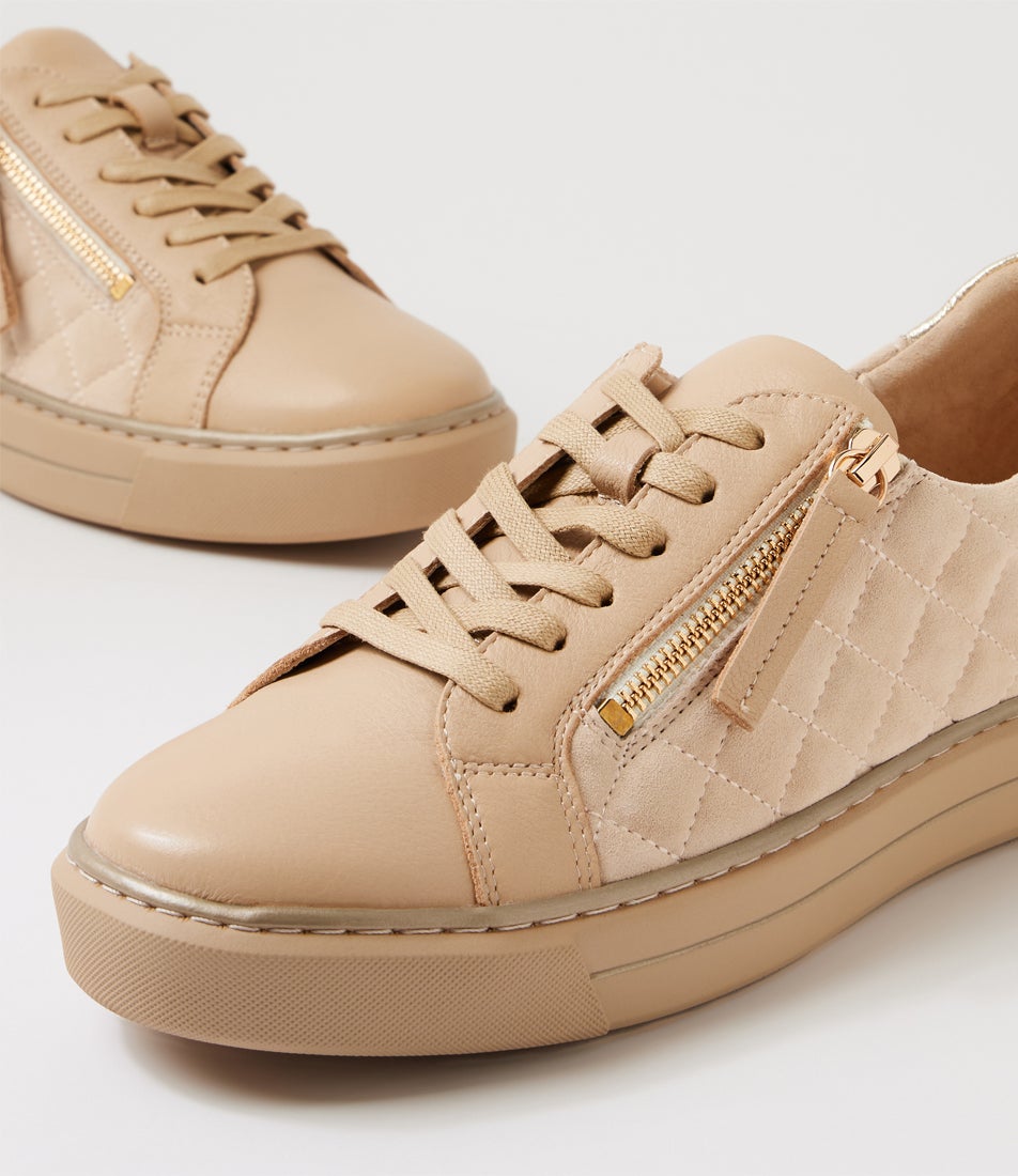 Kozie W Camel Leather Suede Sneakers