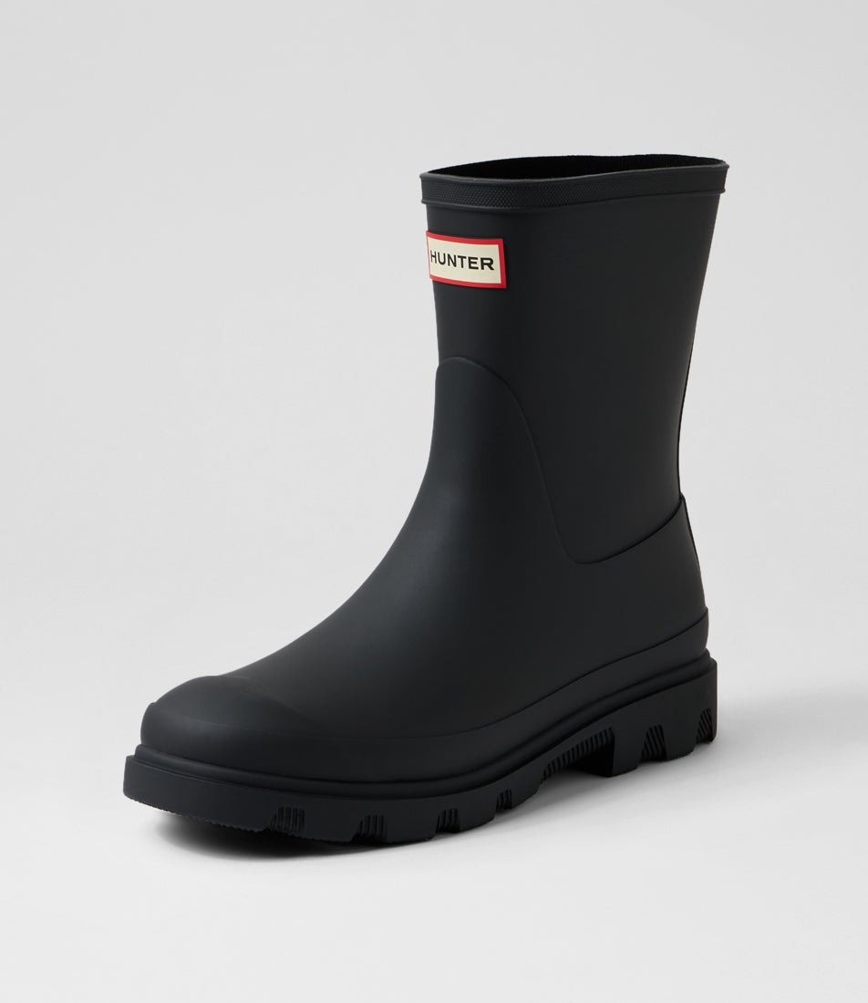Downpour Short Black Rubber Ankle Boots