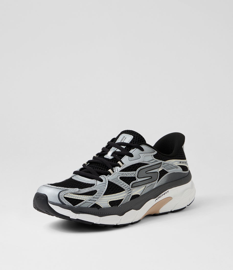 Go Run Arch Fit2 Black Grey Fabric Sneakers