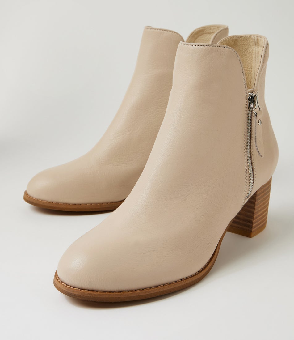 Shiannely Vanilla Leather Ankle Boots