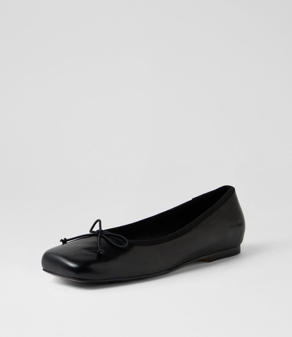 Affa Black Polish Leather Ballet Flats