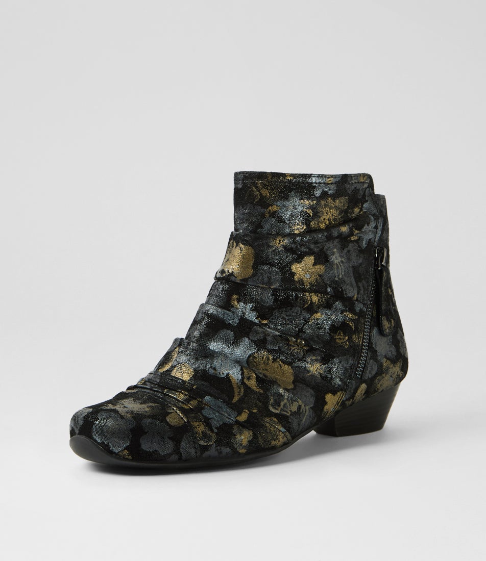 Camryn Xw Black Metal Suede Ankle Boots